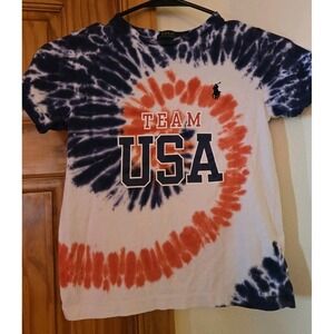 Polo Ralph Lauren Tie Dye Kids Youth Boys Size 6 Red White Blue Tee Shirt
